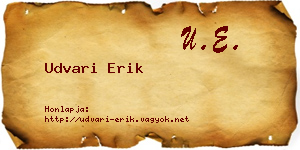 Udvari Erik névjegykártya